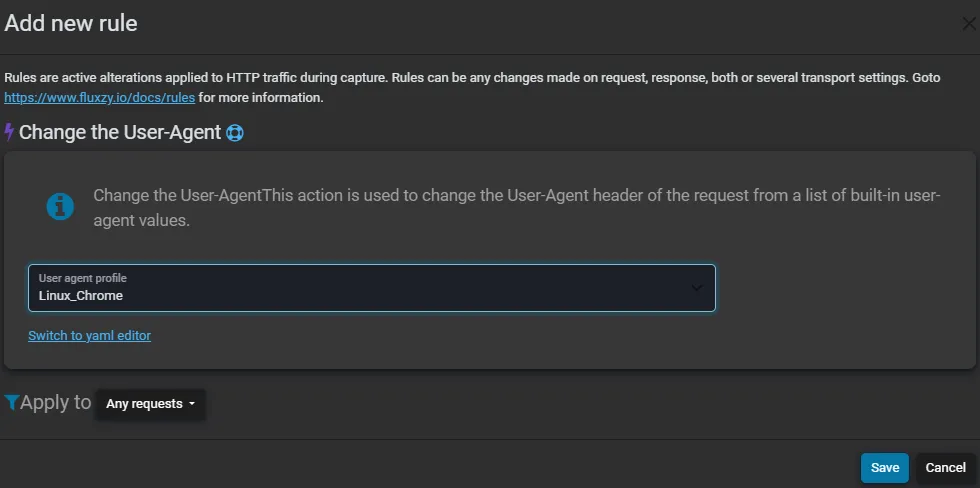 Add set user agent action