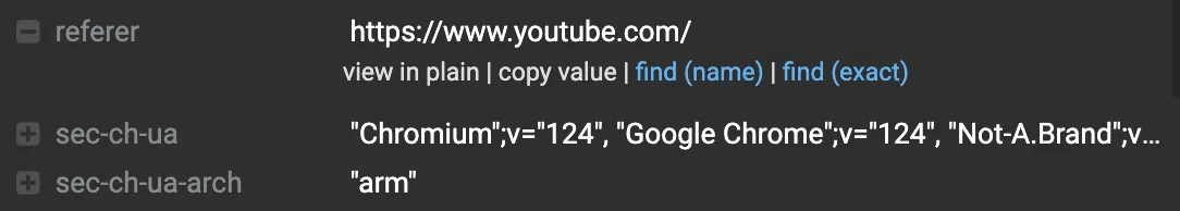 search by header name or header value