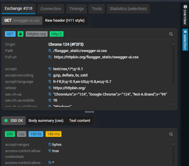 badge on request and response summary