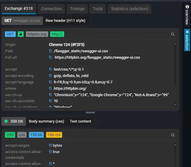 badge on request and response summary