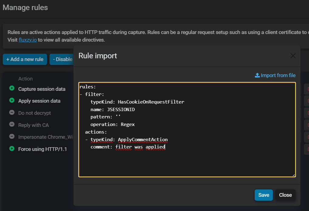 Rules List After Import