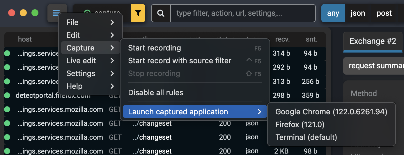 Launch capture application