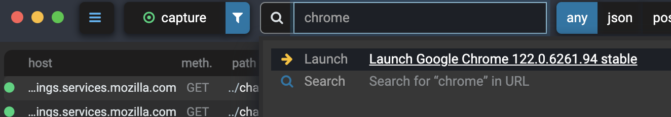 Launch capture application from search everywhere