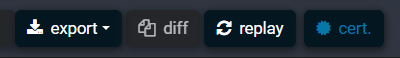 The replay button in the Fluxzy filter toolbar, next to diff and certificates