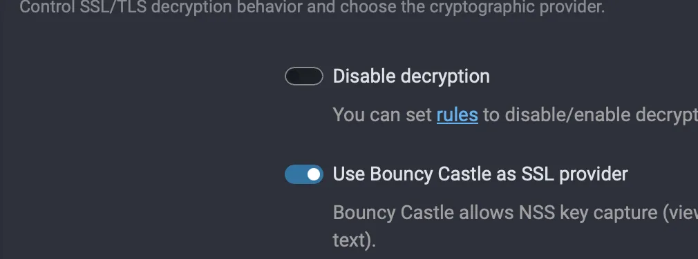 Fluxzy SSL/TLS decryption settings